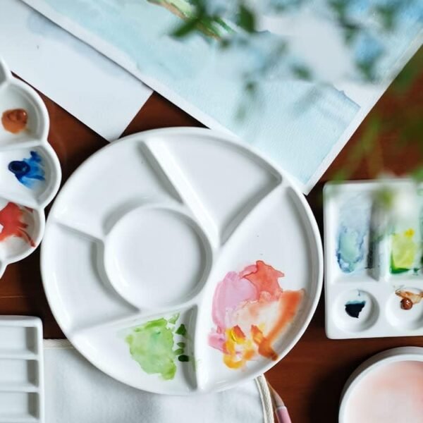 Round Ceramic Artist Paint Mixing Palette