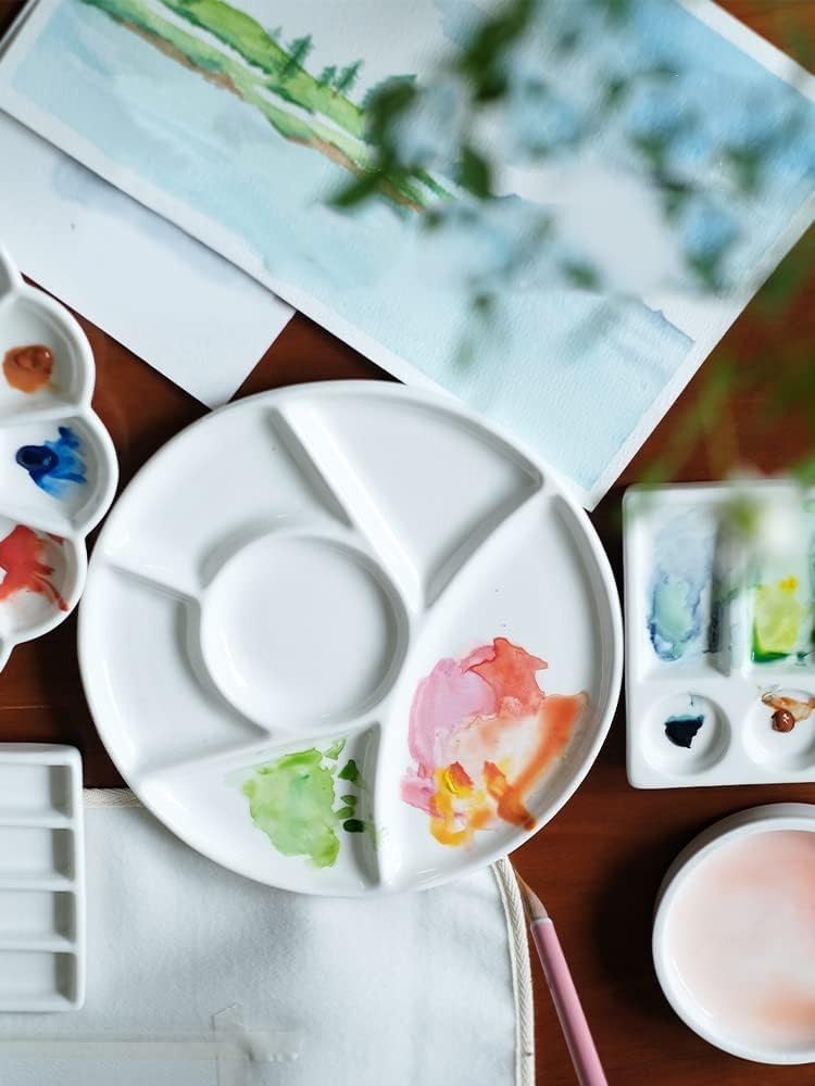 Round Ceramic Artist Paint Mixing Palette
