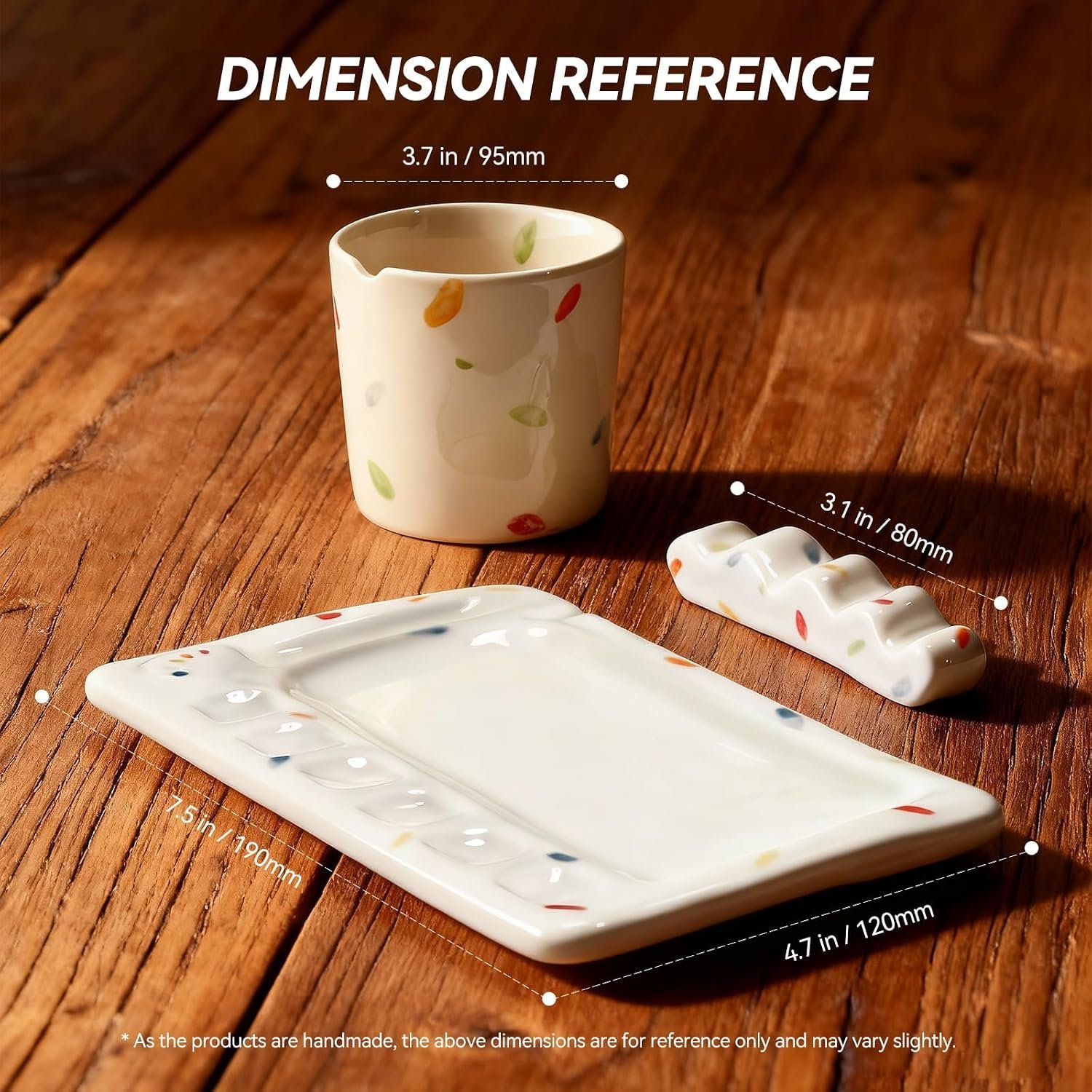 Ceramic Painting Palette Set with Brush Holder Image 2