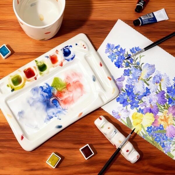 Ceramic Painting Palette Set with Brush Holder