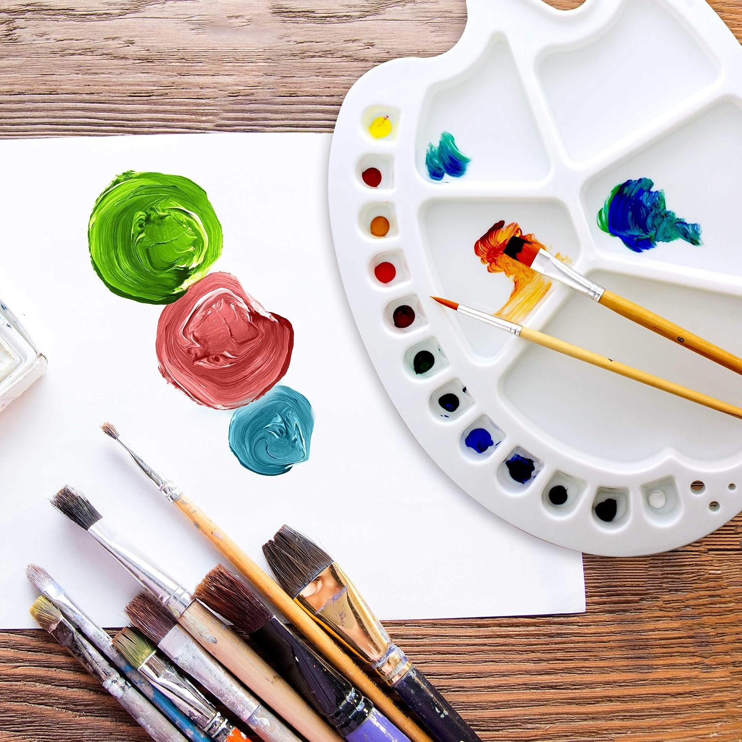 Clear Acrylic Painting Palette with Paint Wells